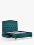 John Lewis Rouen 2 Drawer Storage Upholstered Bed Frame, Double, Deep Velvet Teal