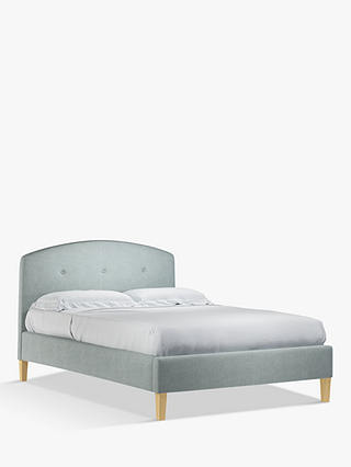 Grace Upholstered Bed Frame Double, Blue Fabric Double Bed Frame