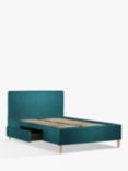 John Lewis Emily 2 Drawer Storage Upholstered Bed Frame, Double, Deep Velvet Teal