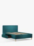 John Lewis Emily 2 Drawer Storage Upholstered Bed Frame, King Size, Deep Velvet Teal