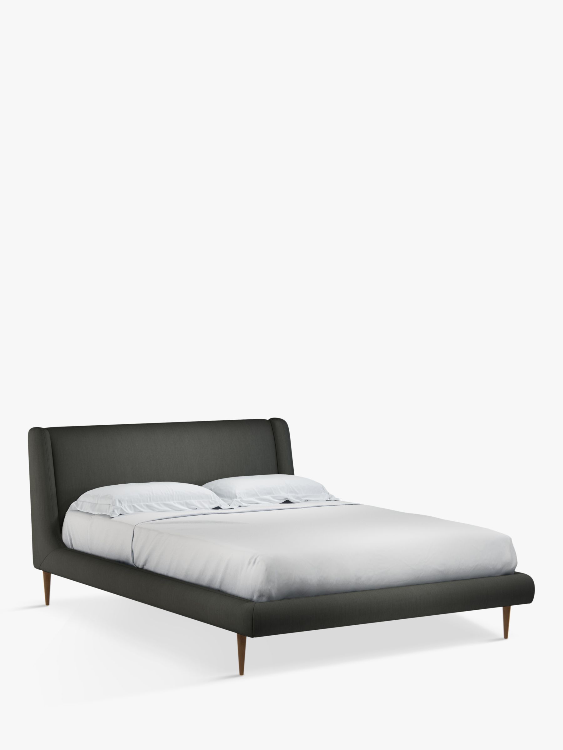 John Lewis Partners Mid Century Sweep, Grey Upholstered King Size Bed Frame