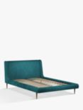John Lewis Mid-Century Sweep Upholstered Bed Frame, Double, Deep Velvet Teal