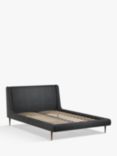 John Lewis Mid-Century Sweep Upholstered Bed Frame, Double, Soft Touch Chenille Charcoal