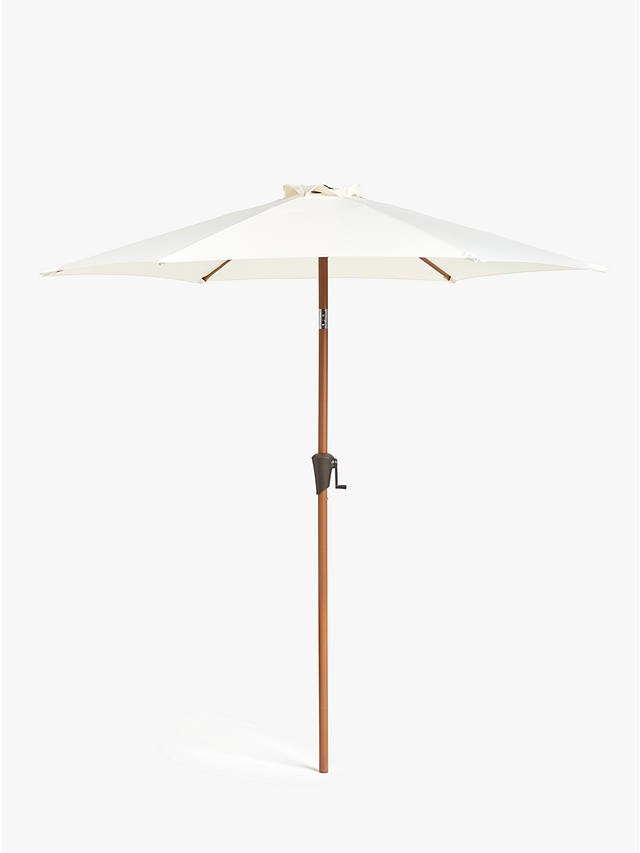 John Lewis & Partners Wood-Effect Wind-Up Parasol, 2.2m, Oyster