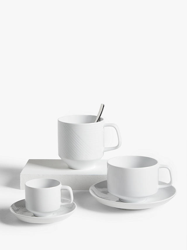 Design Project by John Lewis No.098 Cup & Saucer, 275ml, Set of 2, White