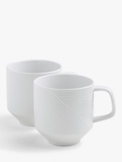 Design Project by John Lewis Porcelain Mugs, Set of 2, 400ml, White