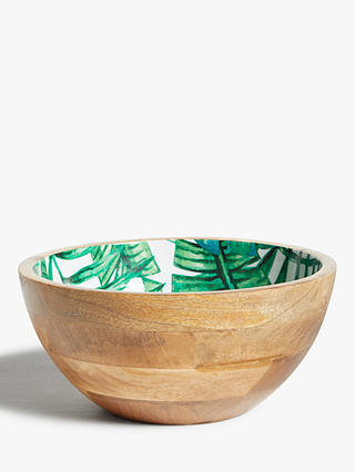 John Lewis Tropical Mango Wood Salad Bowl, 24cm, Natural/Green