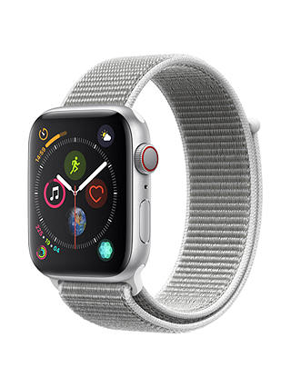 Apple Watch Series 4, GPS and Cellular, 44mm Silver Aluminium Case with Sport Loop, Seashell