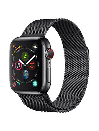 Apple Watch Series 4, GPS and Cellular, 40mm Stainless Steel Case with Milanese Loop, Black