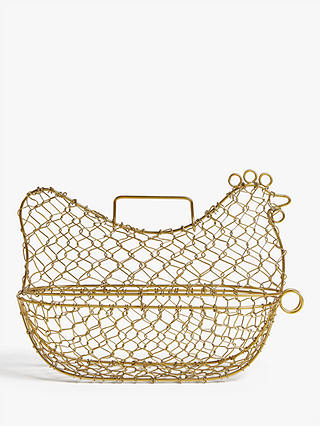John Lewis & Partners Wire Chicken Egg Basket, Brass
