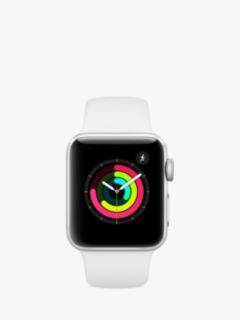 Apple Watch Series 3, GPS, 38mm Silver Aluminium Case with Sport Band, White