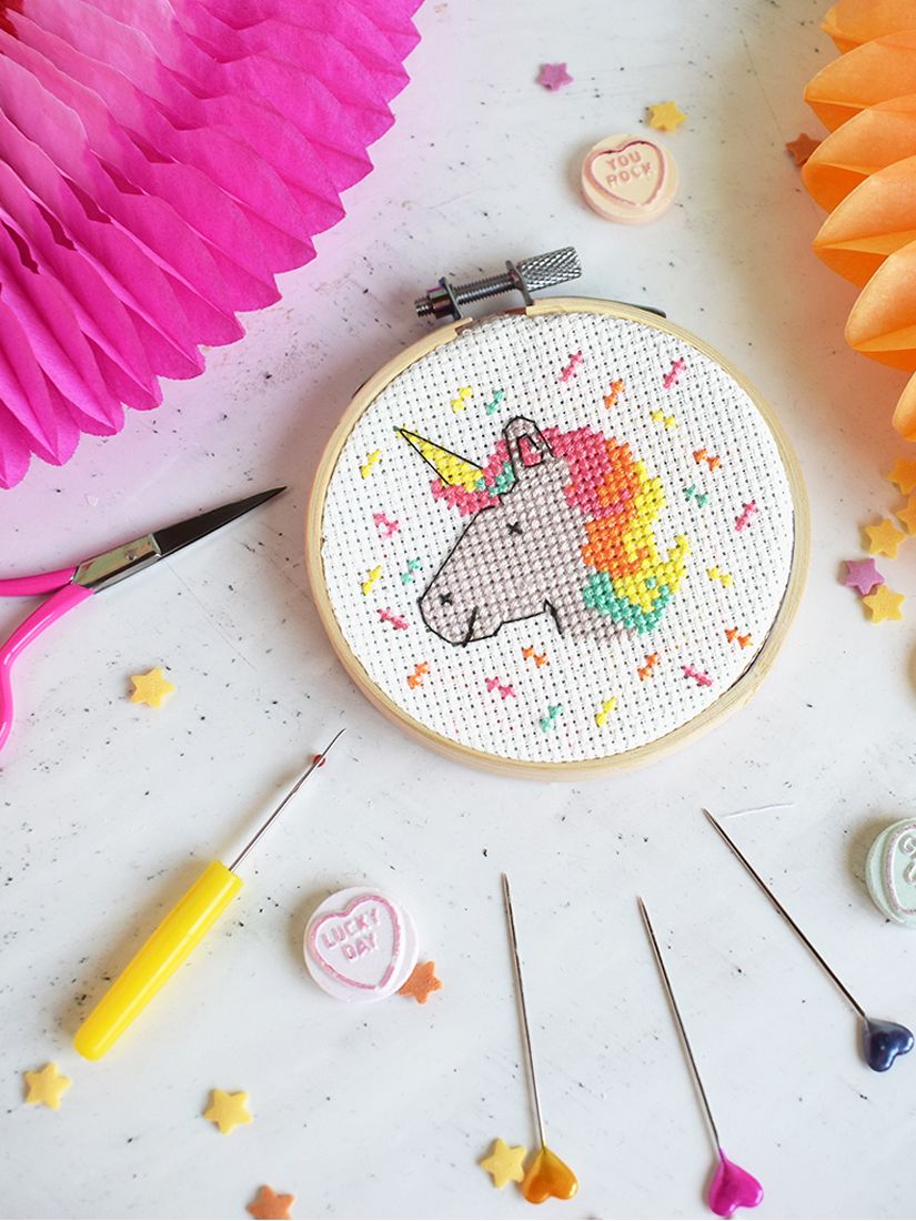 The Make Arcade Mini Unicorn Cross Stitch Kit