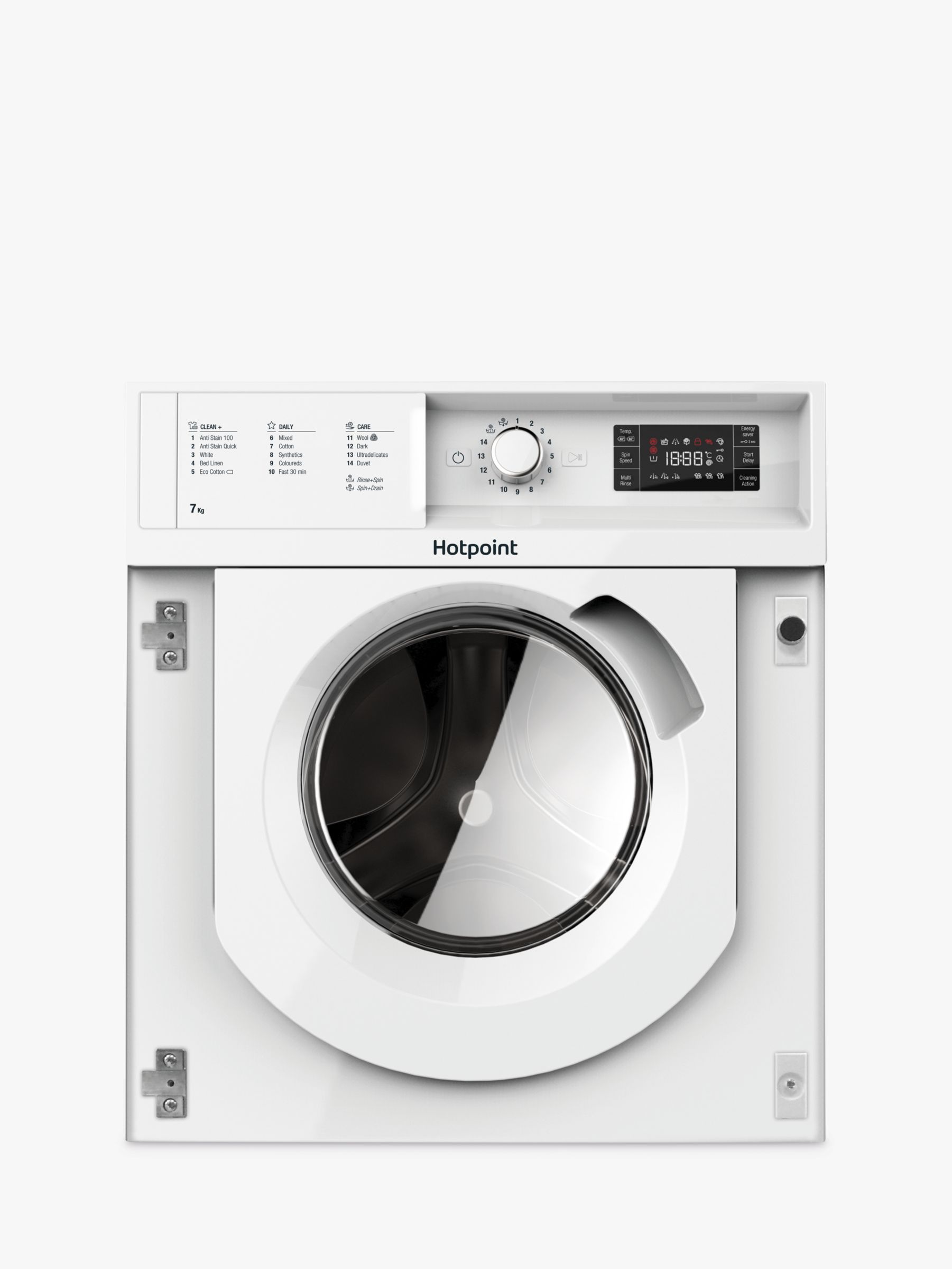 Hotpoint WMHG71284UK Integrated Washing Machine, 7kg Load, 1200rpm, A+++ Energy Rating, White at ...