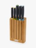 Joseph Joseph Elevate Bamboo Filled Knife Block & 5 Stainless Steel Knives