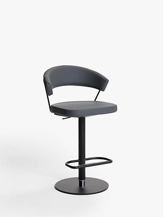 Connubia by Calligaris New York Adjustable Gas Lift Bar Chair, Black Base/Dark Grey