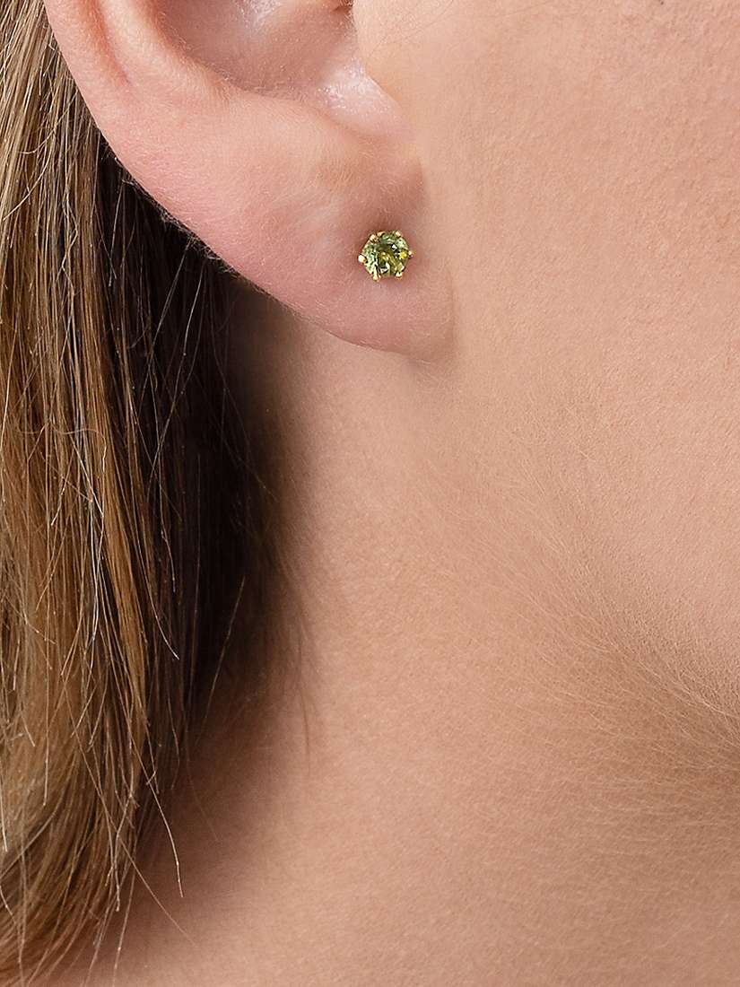 Buy E.W Adams 9ct Gold Claw Set Peridot Round Stud Earrings Online at johnlewis.com