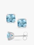 E.W Adams 9ct White Gold Aquamarine Square Stud Earrings