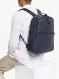 John Lewis Oslo Leather Backpack, Navy
