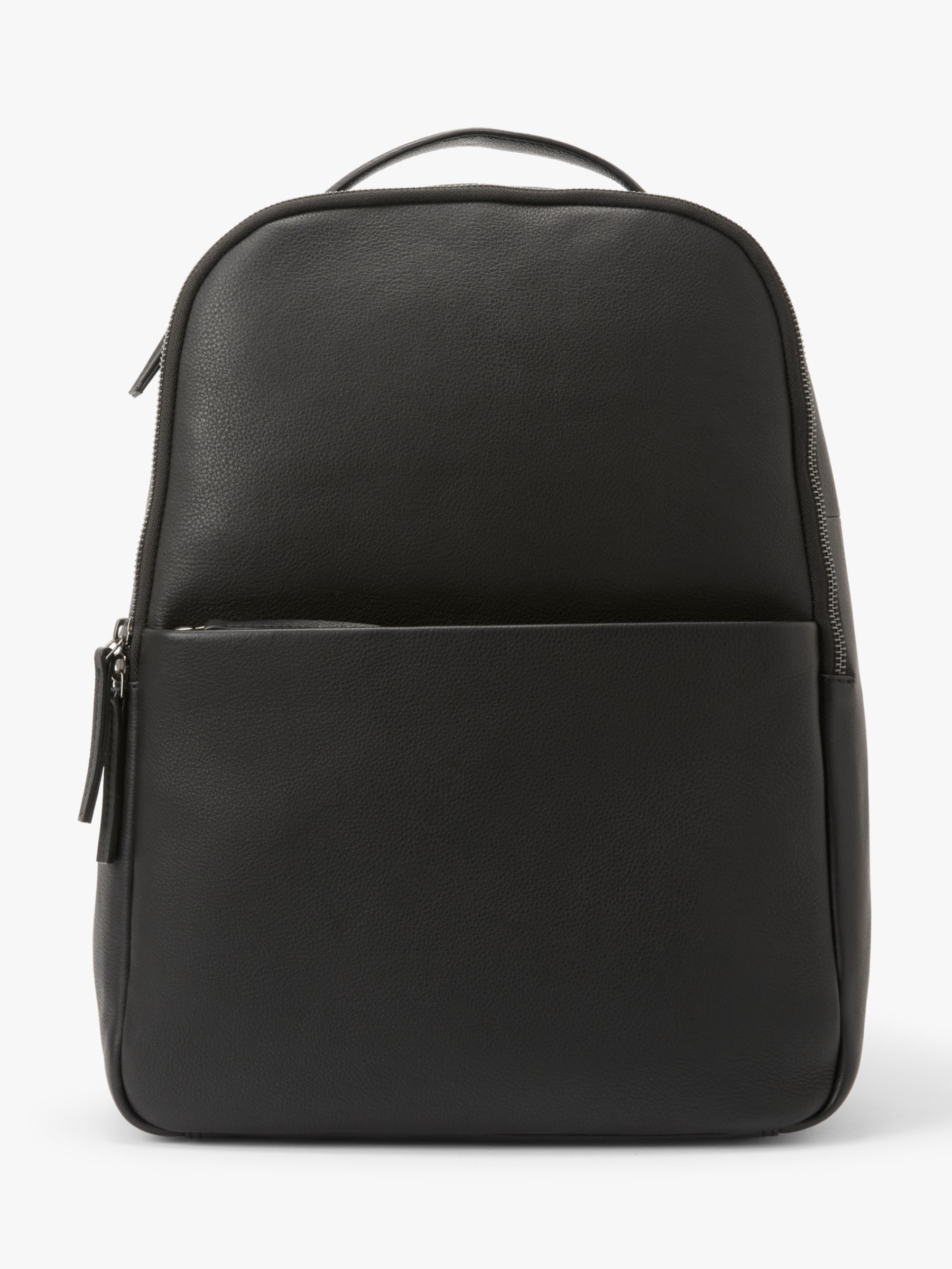 John Lewis Oslo Leather Backpack, Black at John Lewis & Partners