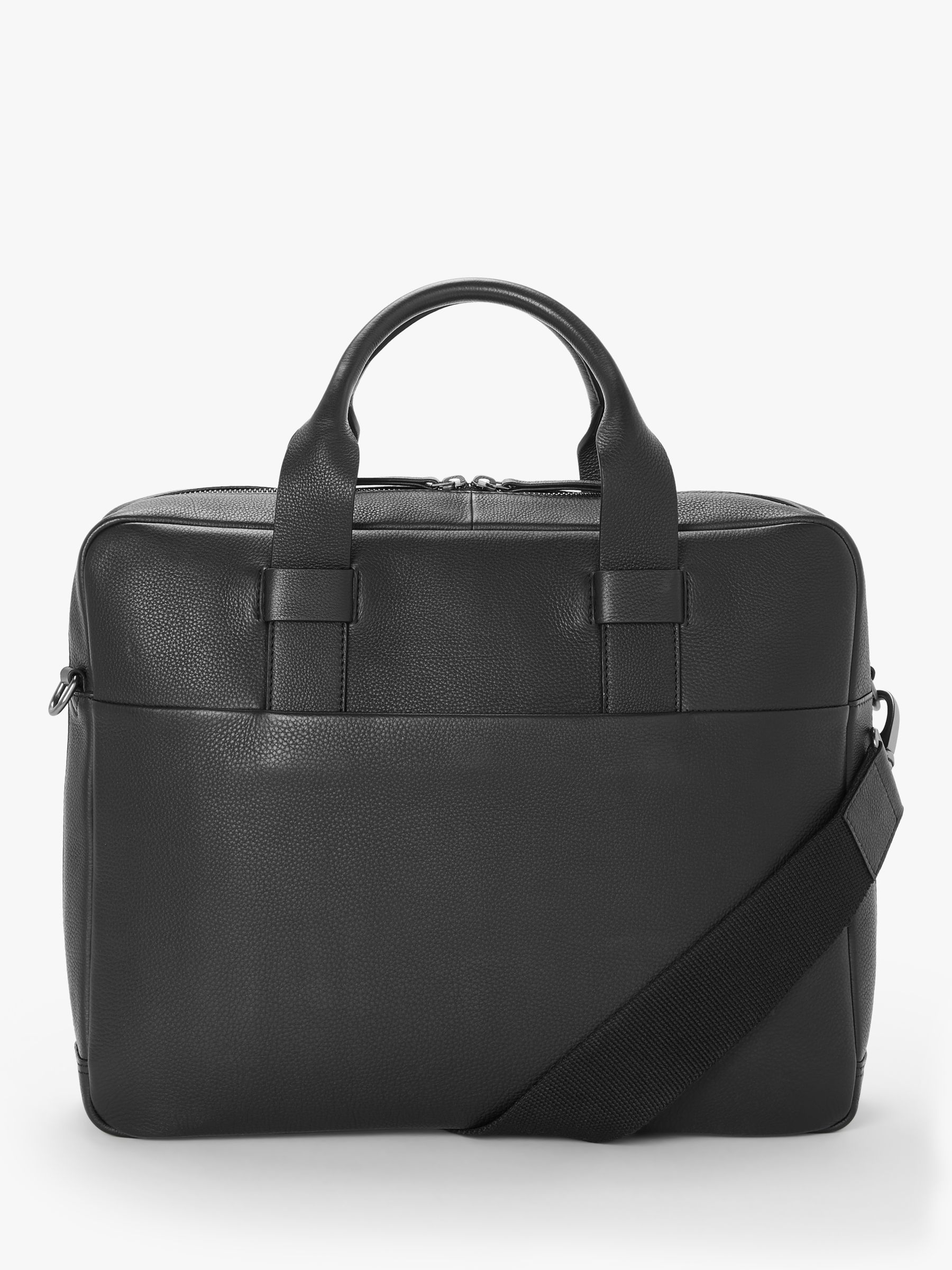 John Lewis Oslo Leather Briefcase, Black at John Lewis & Partners