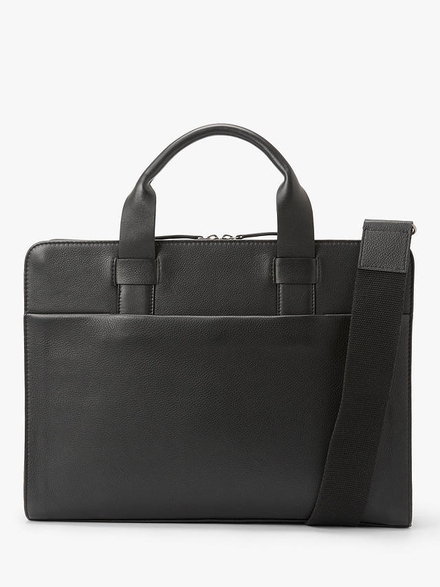 John Lewis Oslo Leather Slim Briefcase, Black