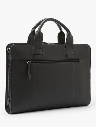 John Lewis Oslo Leather Slim Briefcase, Black