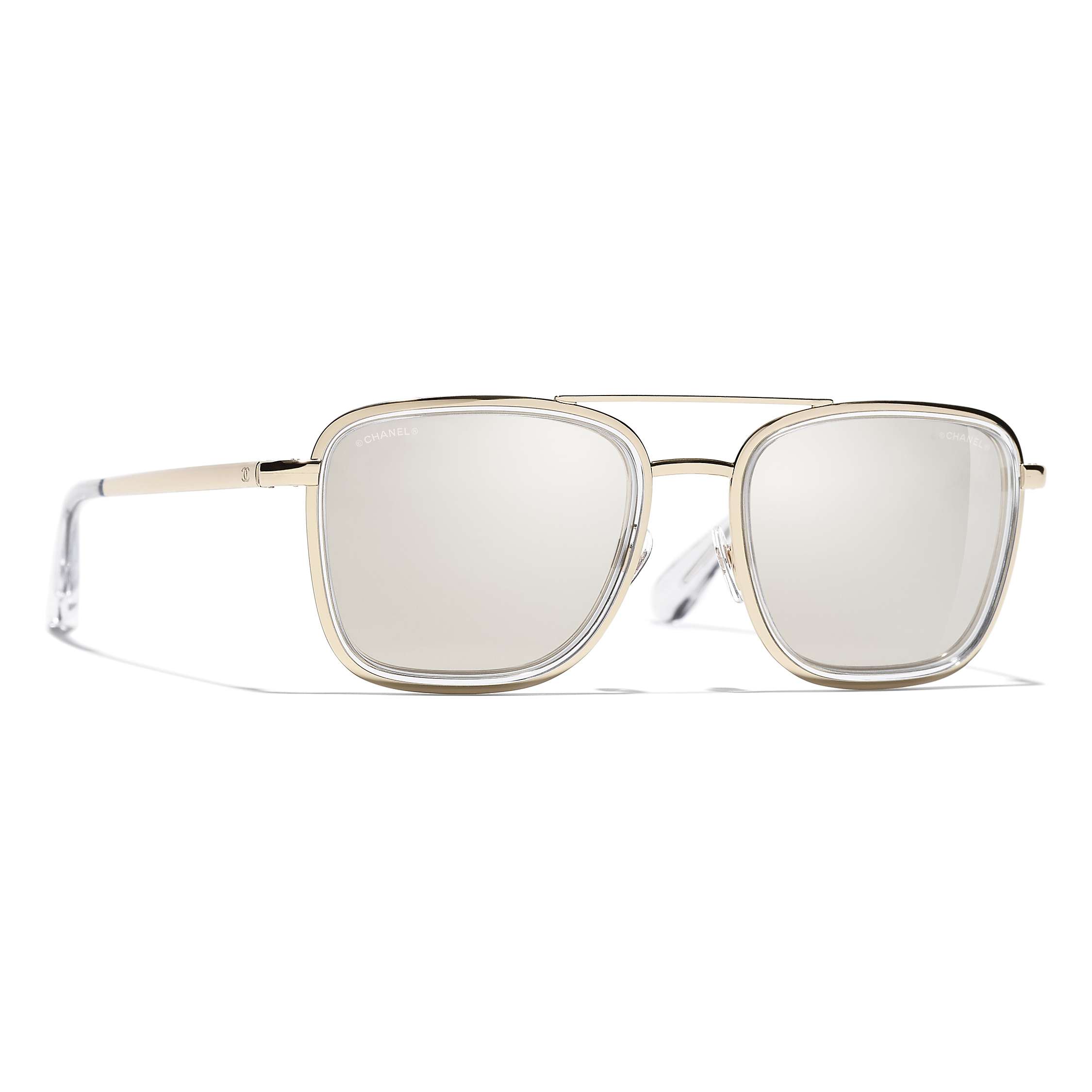 Buy CHANEL Square Sunglasses CH4241 Light Gold/Mirror Gold Online at johnlewis.com