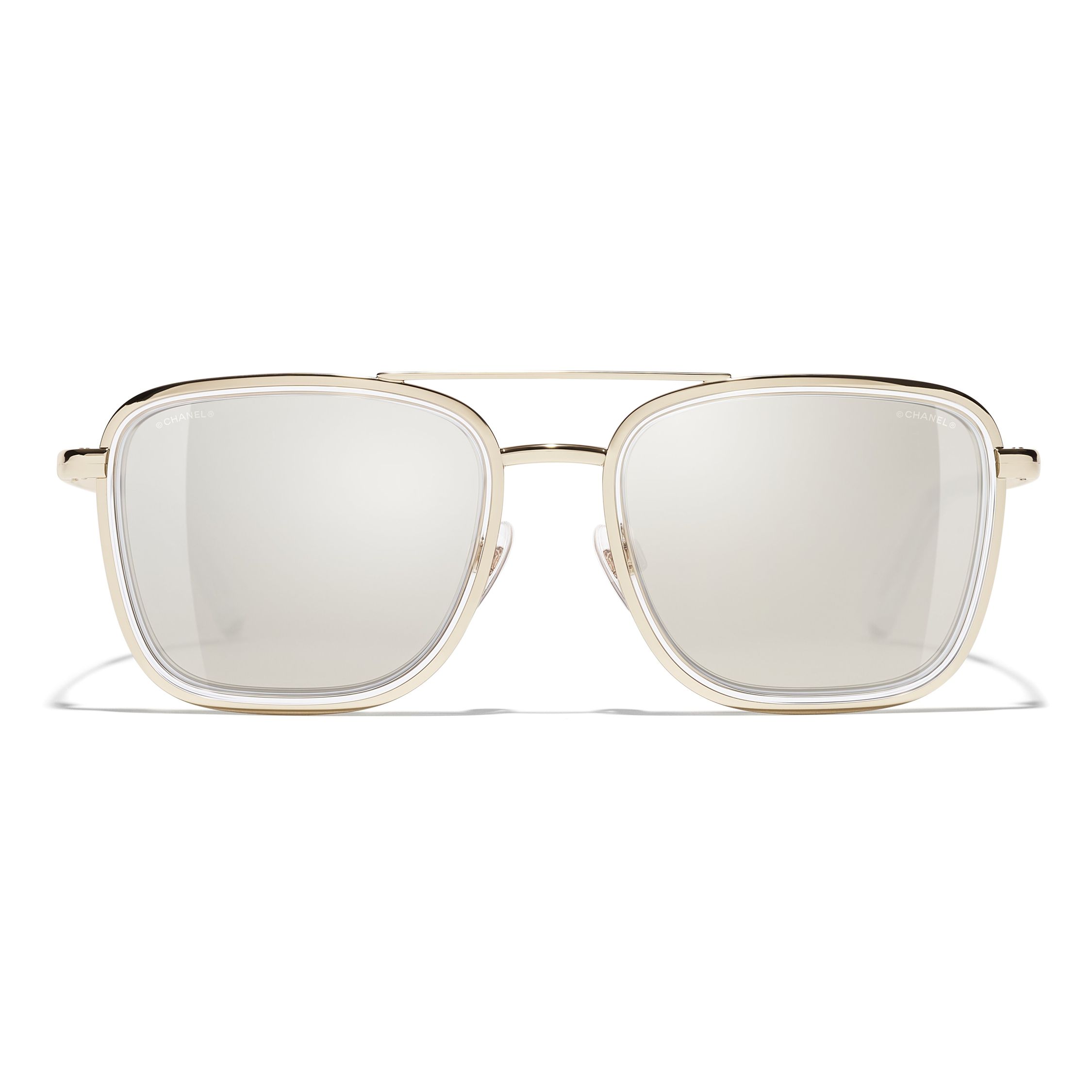 CHANEL 24K Gold Mirror Square Sunglasses 6051 Transparent 363381