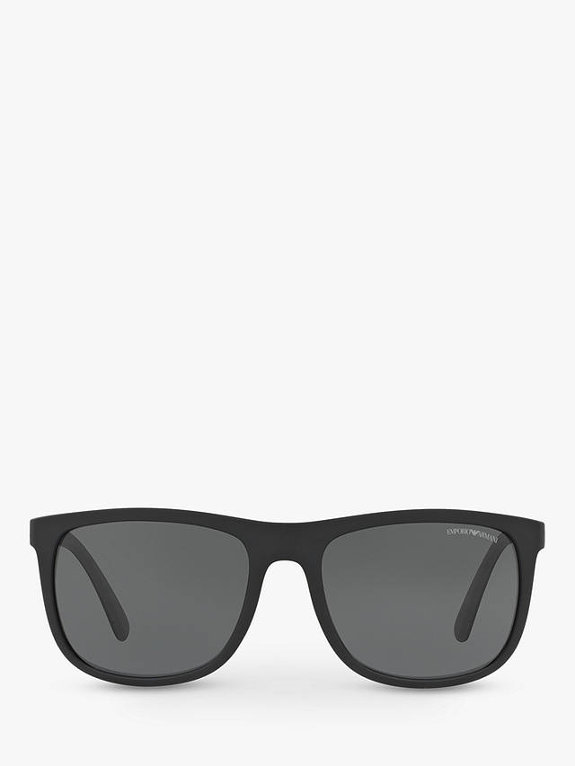 Emporio Armani EA4079 Men's Square Sunglasses, Black/Grey at John Lewis ...