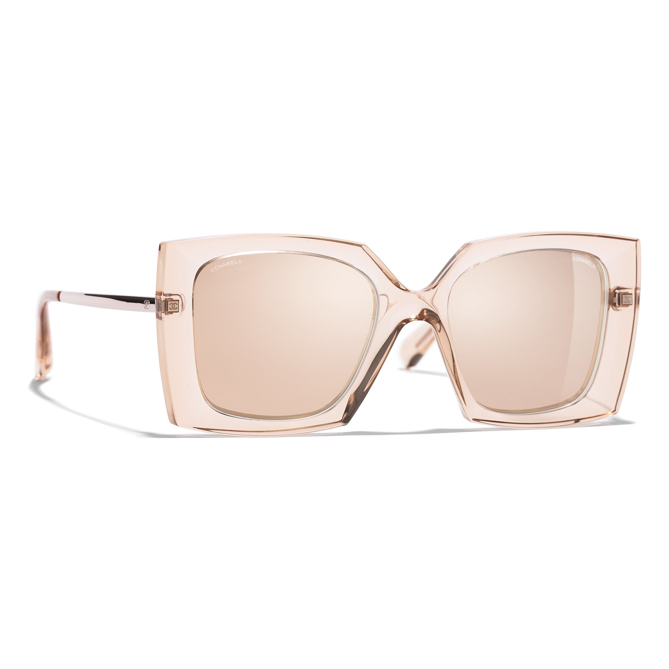 CHANEL Square Sunglasses CH6051 Light Pink/Mirror Pink at John Lewis