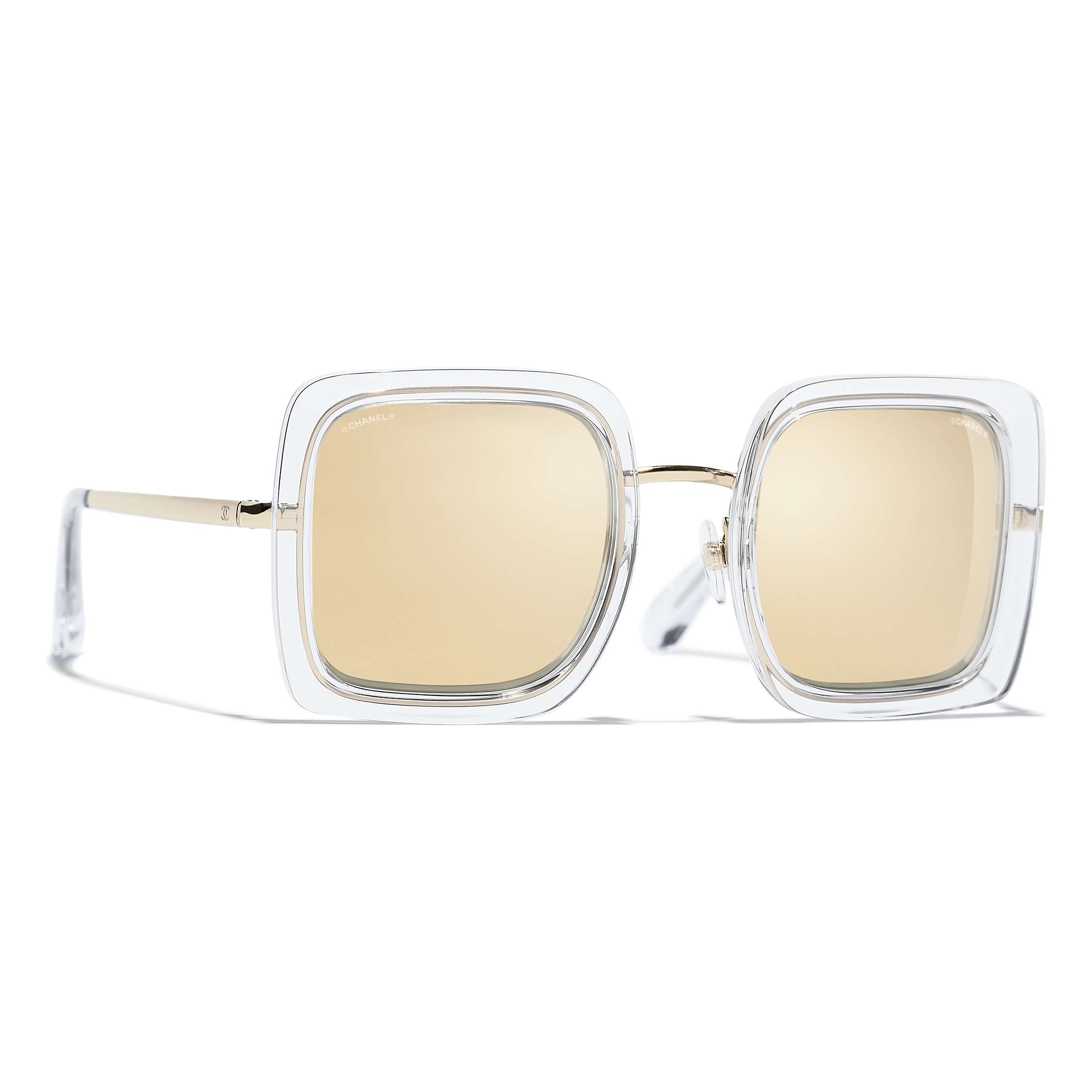 Buy CHANEL Square Sunglasses CH4240 Clear/Mirror Gold Online at johnlewis.com