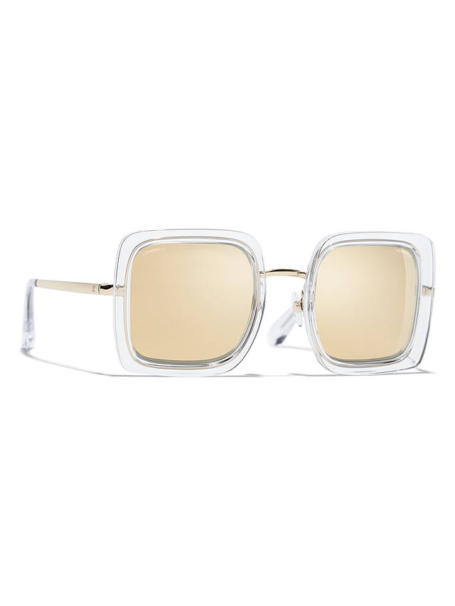 CHANEL Square Sunglasses CH4240 Clear/Mirror Gold