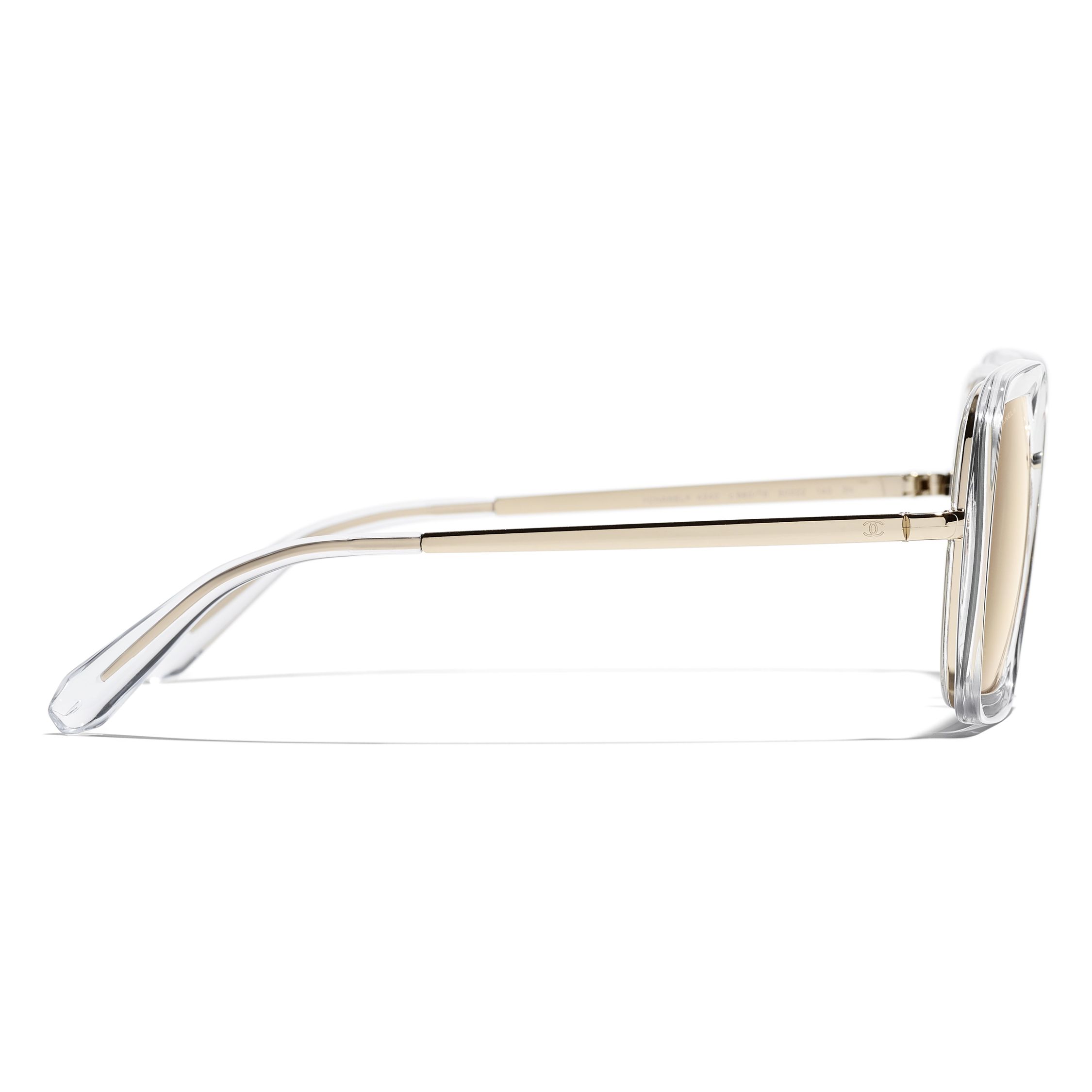 CHANEL Square Sunglasses CH4240 Clear/Mirror Gold at John Lewis & Partners