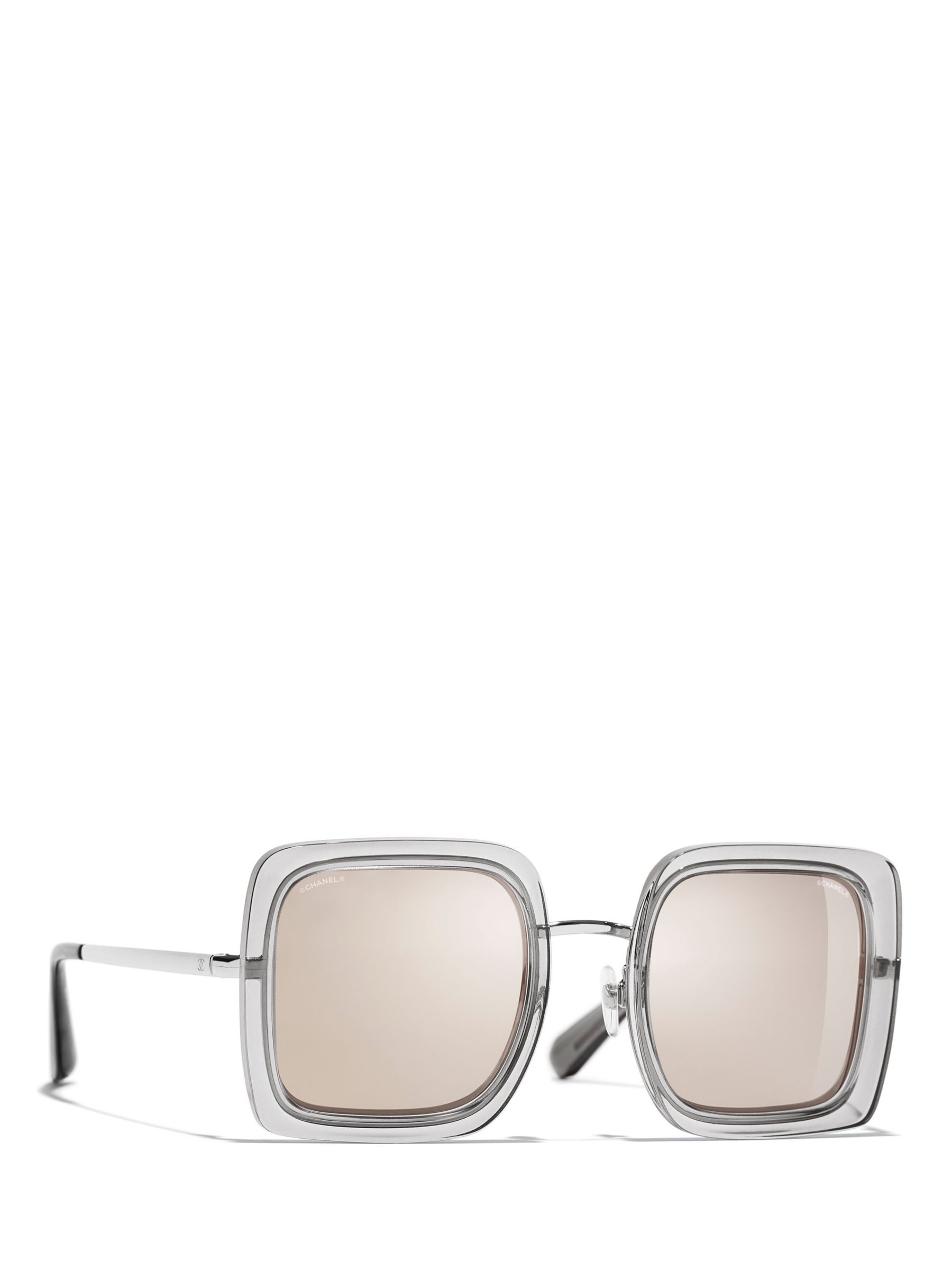 CHANEL Square Sunglasses CH4240 Grey/Mirror Clear at John Lewis
