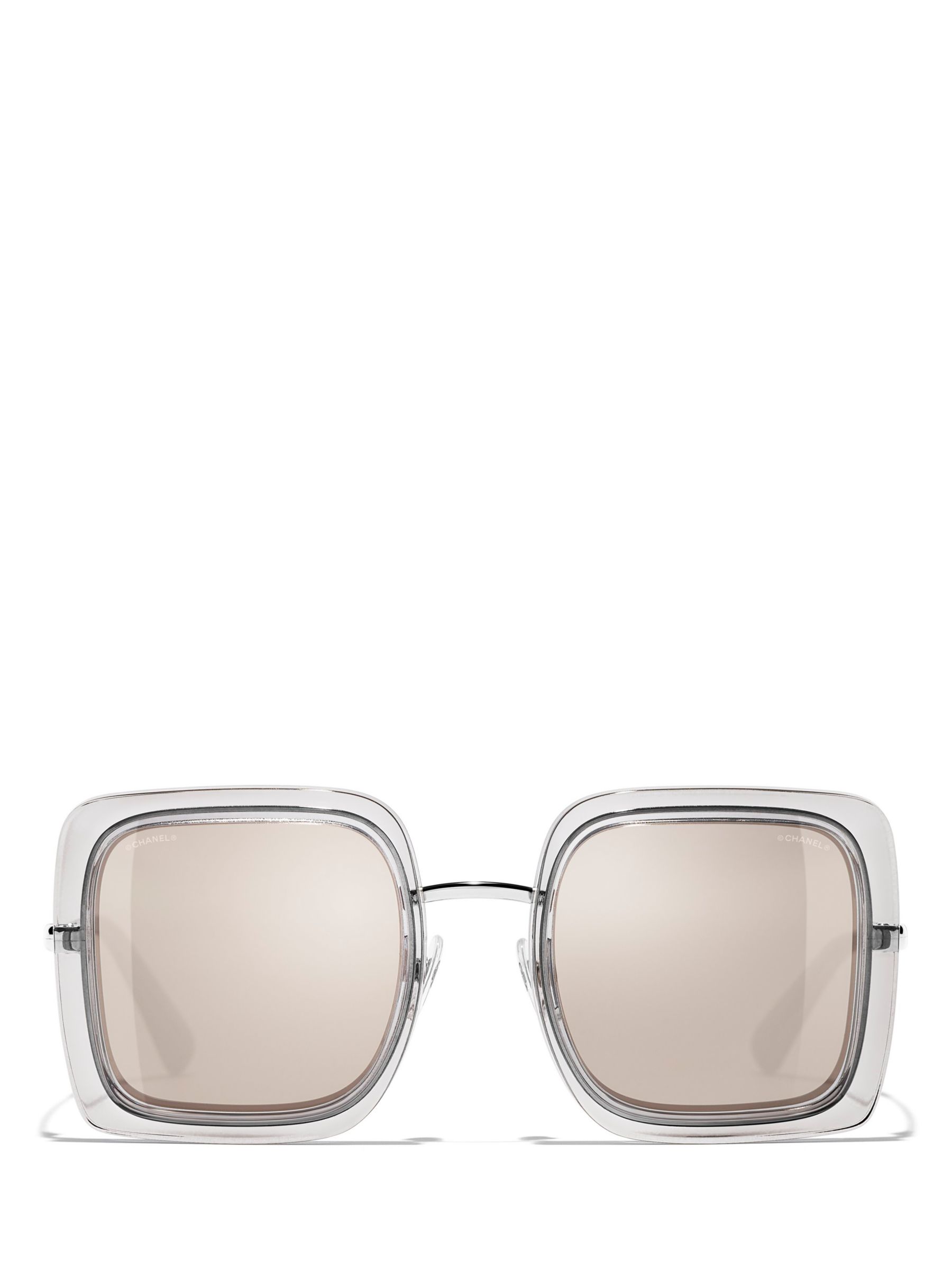 CHANEL Square Sunglasses CH4240 Grey/Mirror Clear at John Lewis & Partners