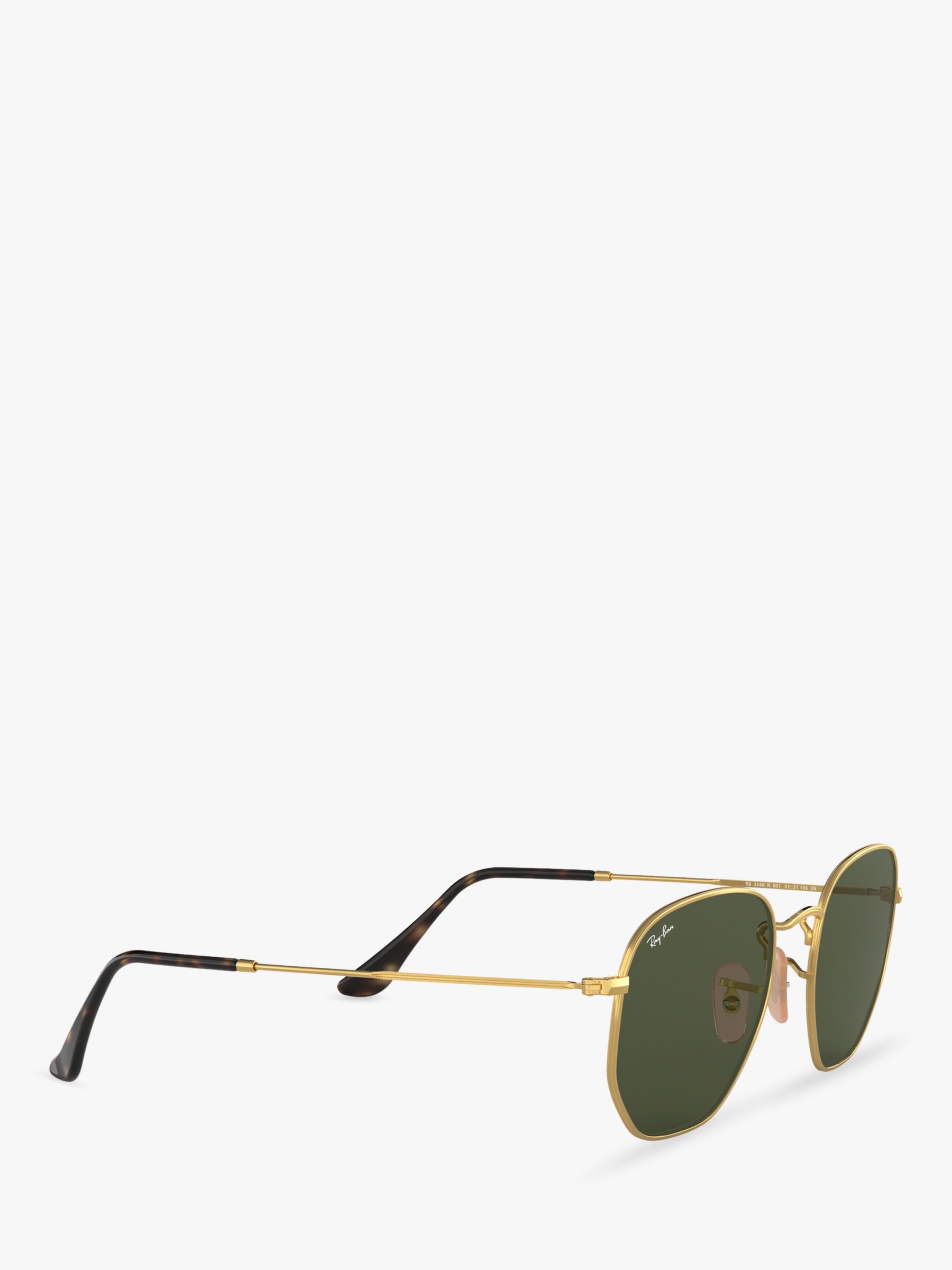 Ray-Ban RB3548N Men's Hexagonal Sunglasses, Gold/Green