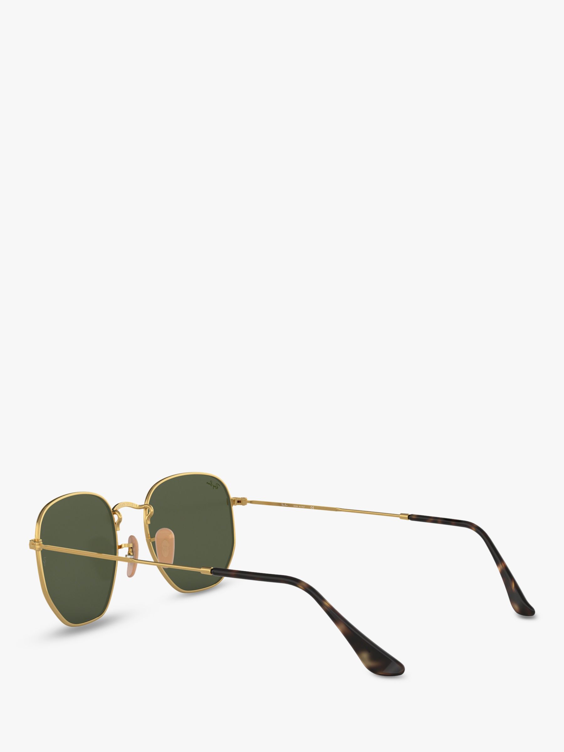 Ray-Ban RB3548N Men's Hexagonal Sunglasses, Gold/Green