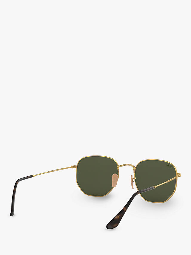 Ray-Ban RB3548N Men's Hexagonal Sunglasses, Gold/Green