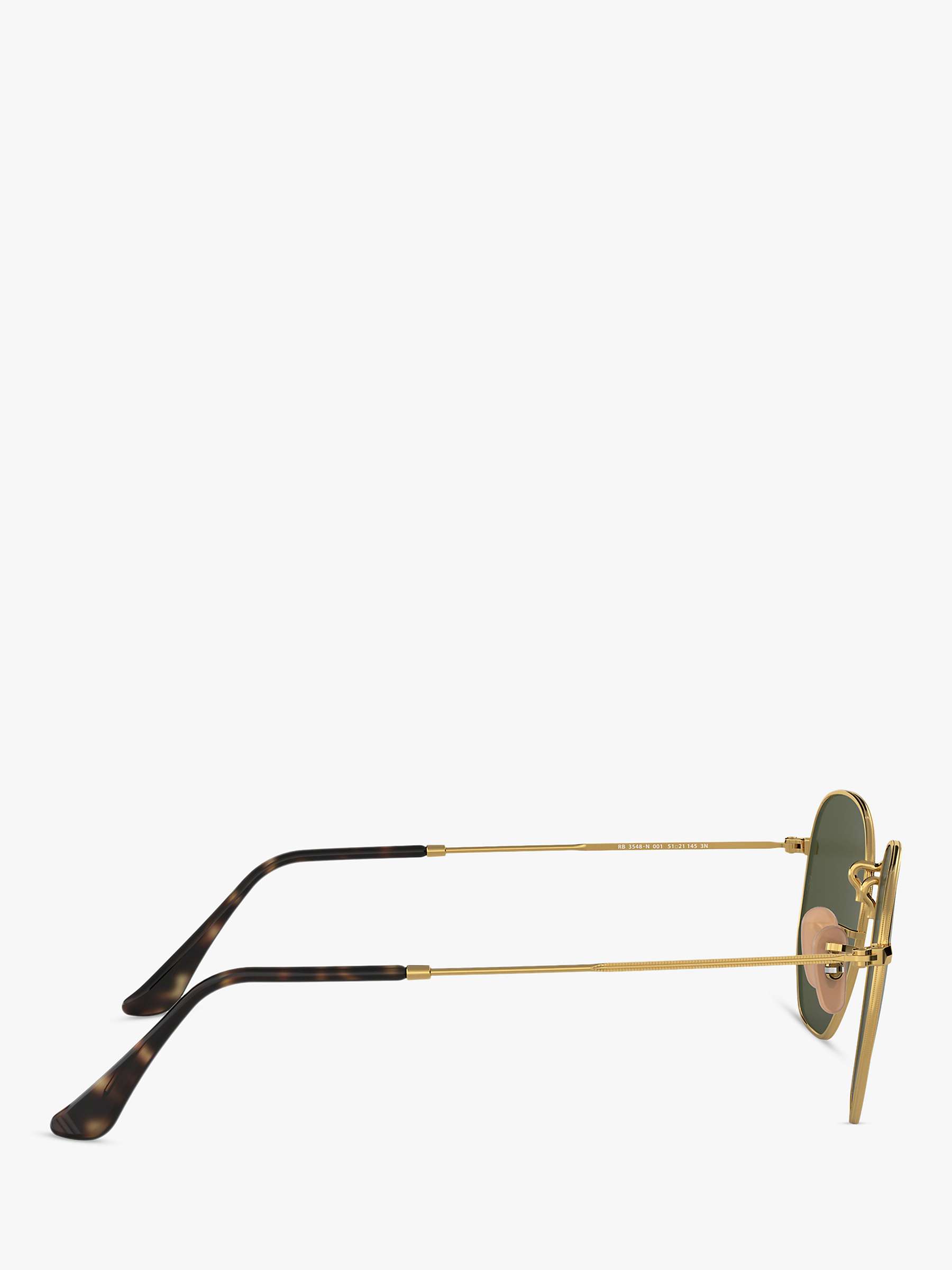 Buy Ray-Ban RB3548N Men's Hexagonal Sunglasses, Gold/Green Online at johnlewis.com
