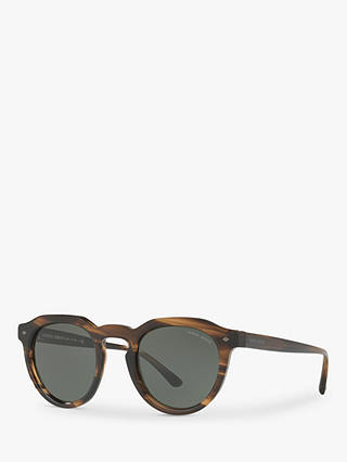 Giorgio Armani AR8093 Men's Round Sunglasses, Brown/Grey