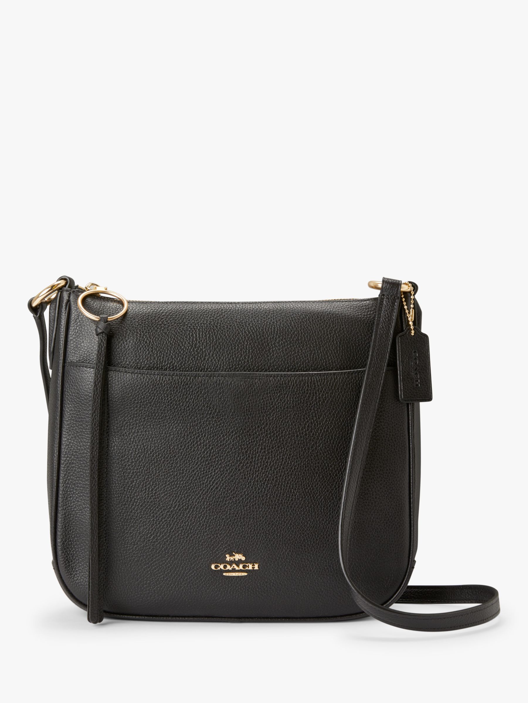 Coach Chaise Pebble Leather Cross Body Bag, Black at John Lewis & Partners