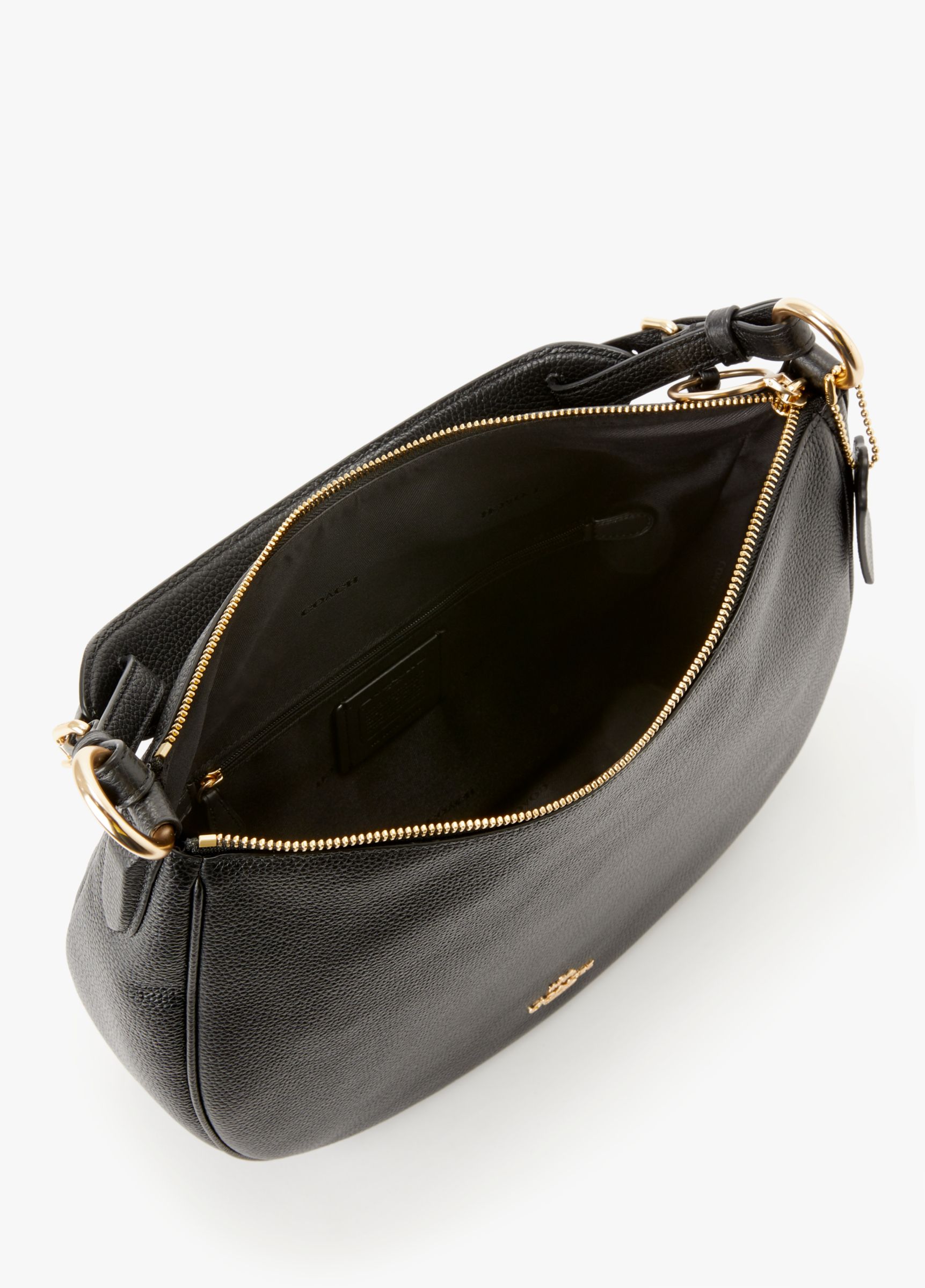 Coach Sutton Pebbled Leather Hobo Bag, Black at John Lewis & Partners