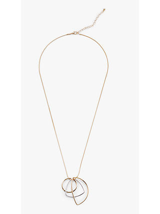 John Lewis & Partners Long Triple Geometric Shape Pendant Necklace, Gold/Silver