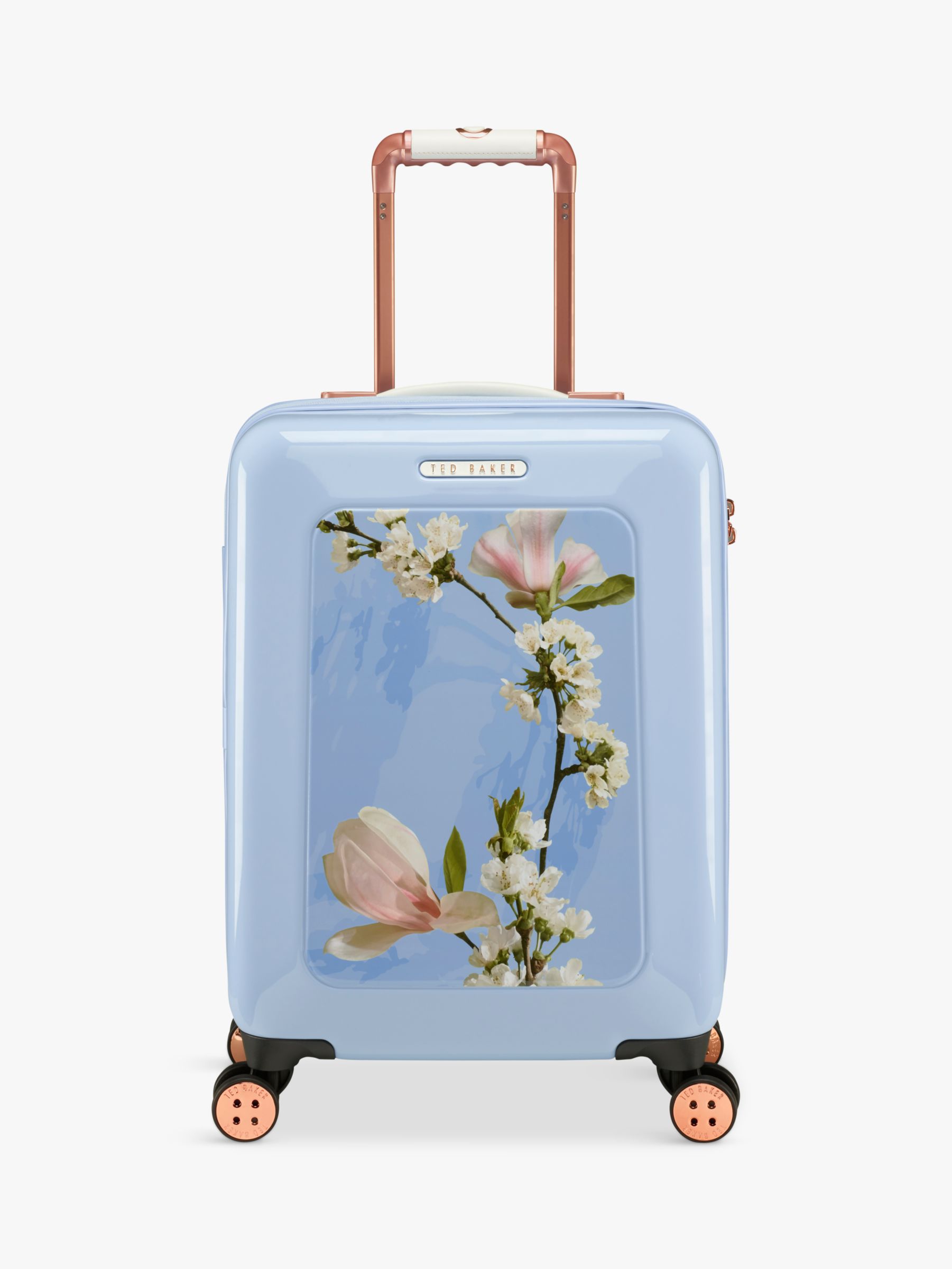 Ted Baker Harmony 4-Wheel 54cm Cabin Suitcase, Blue at John Lewis ...