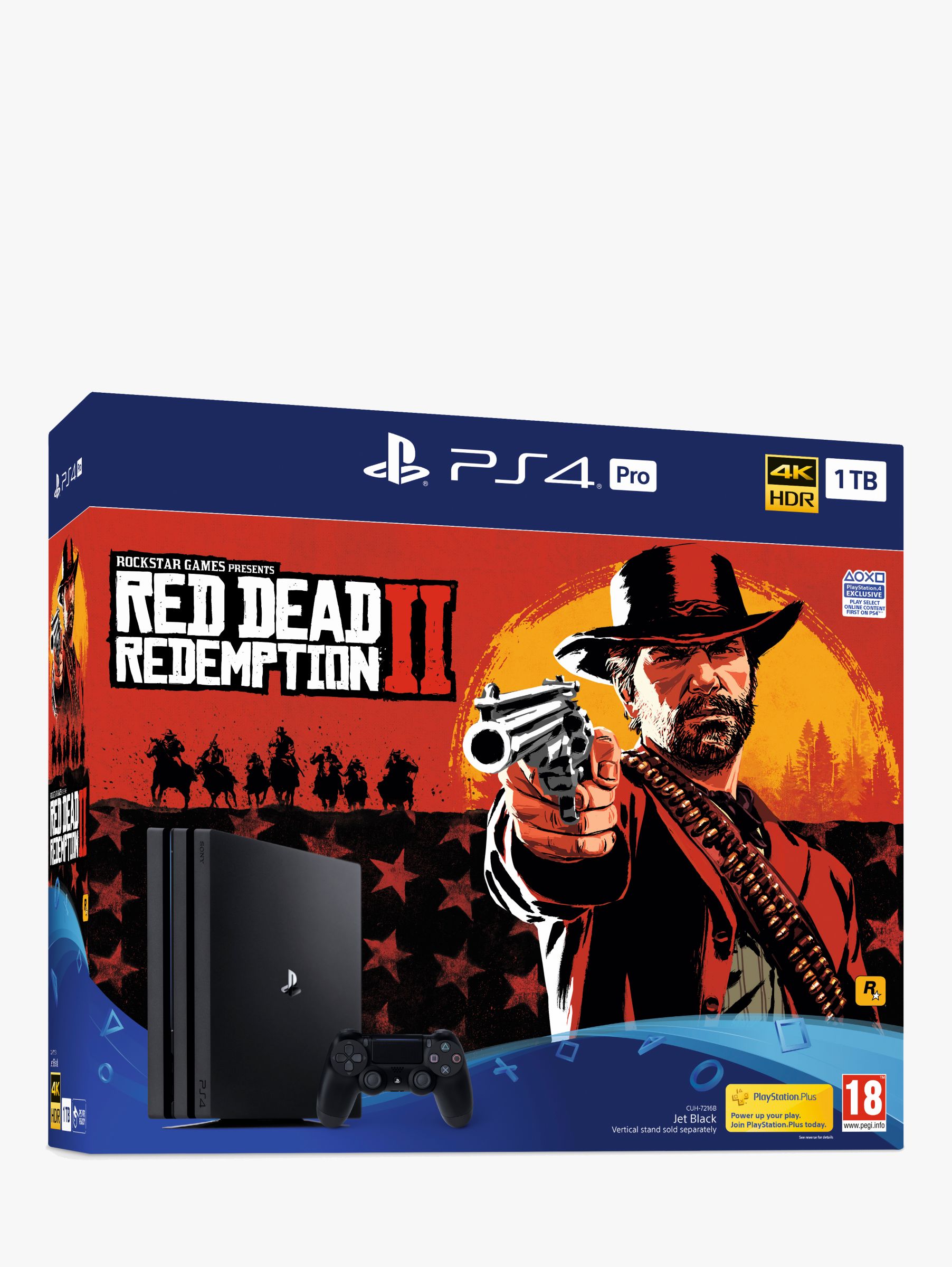 Sony 4 Pro Console, 1TB with DUALSHOCK and Red Dead Redemption Bundle