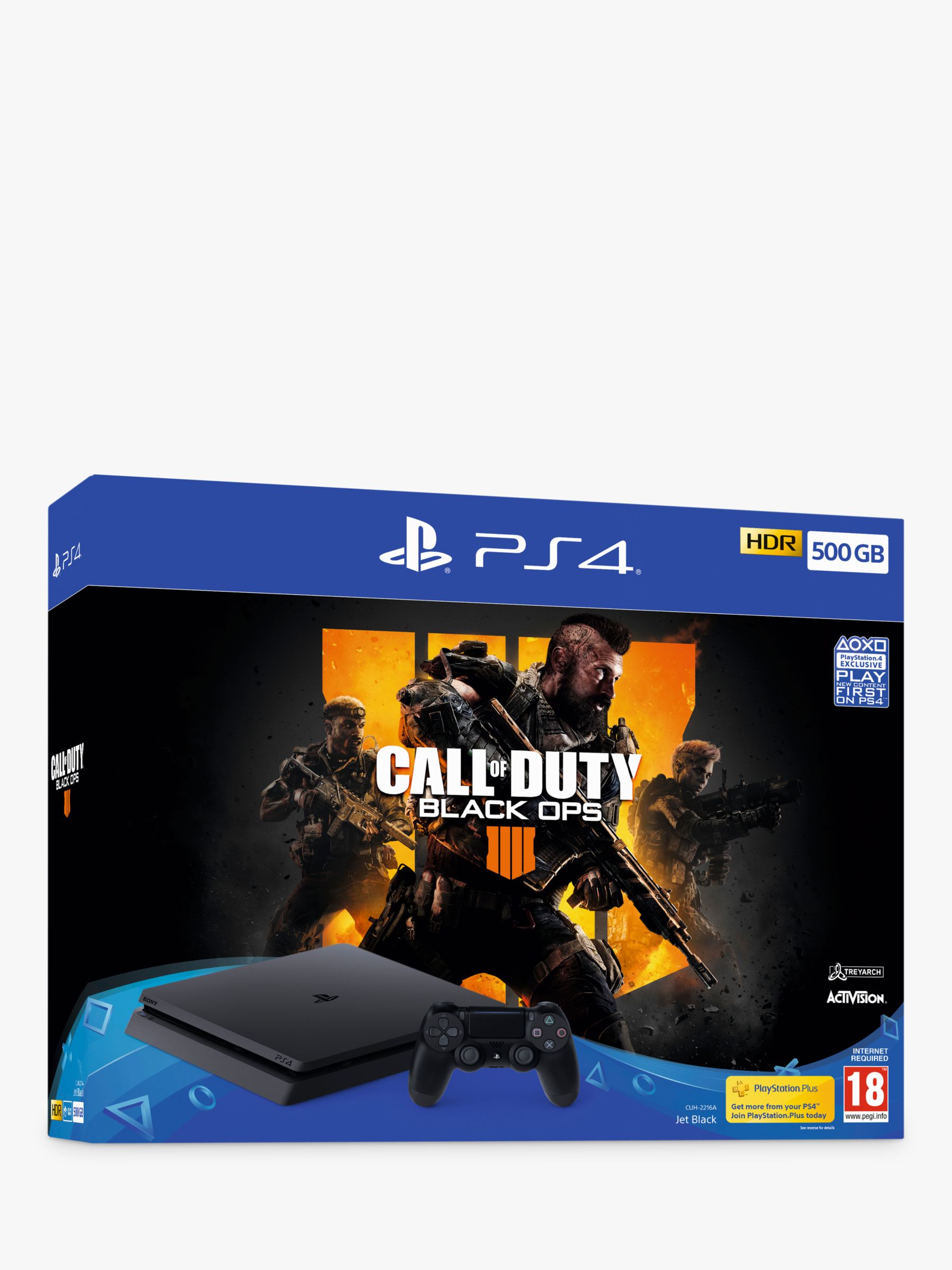 Sony PlayStation 4 Slim Console, 500GB, DualShock 4 Controller and Call of  Duty: Black Ops 4 Bundle - 