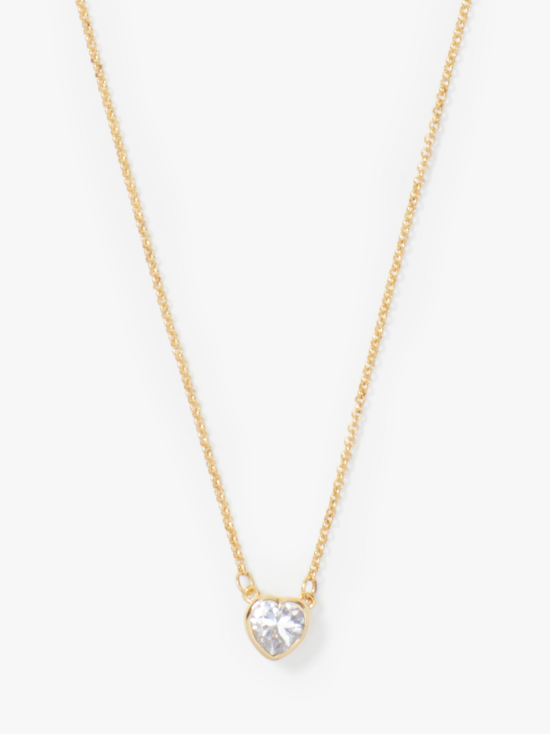 kate spade new york Mini Heart Pendant Necklace, Gold/Clear at John
