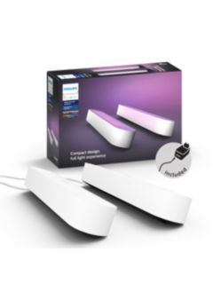 Philips Hue White and Colour Ambiance Play Wireless Lighting Adjustable Colour Changing Light Bar, Pack of 2, White