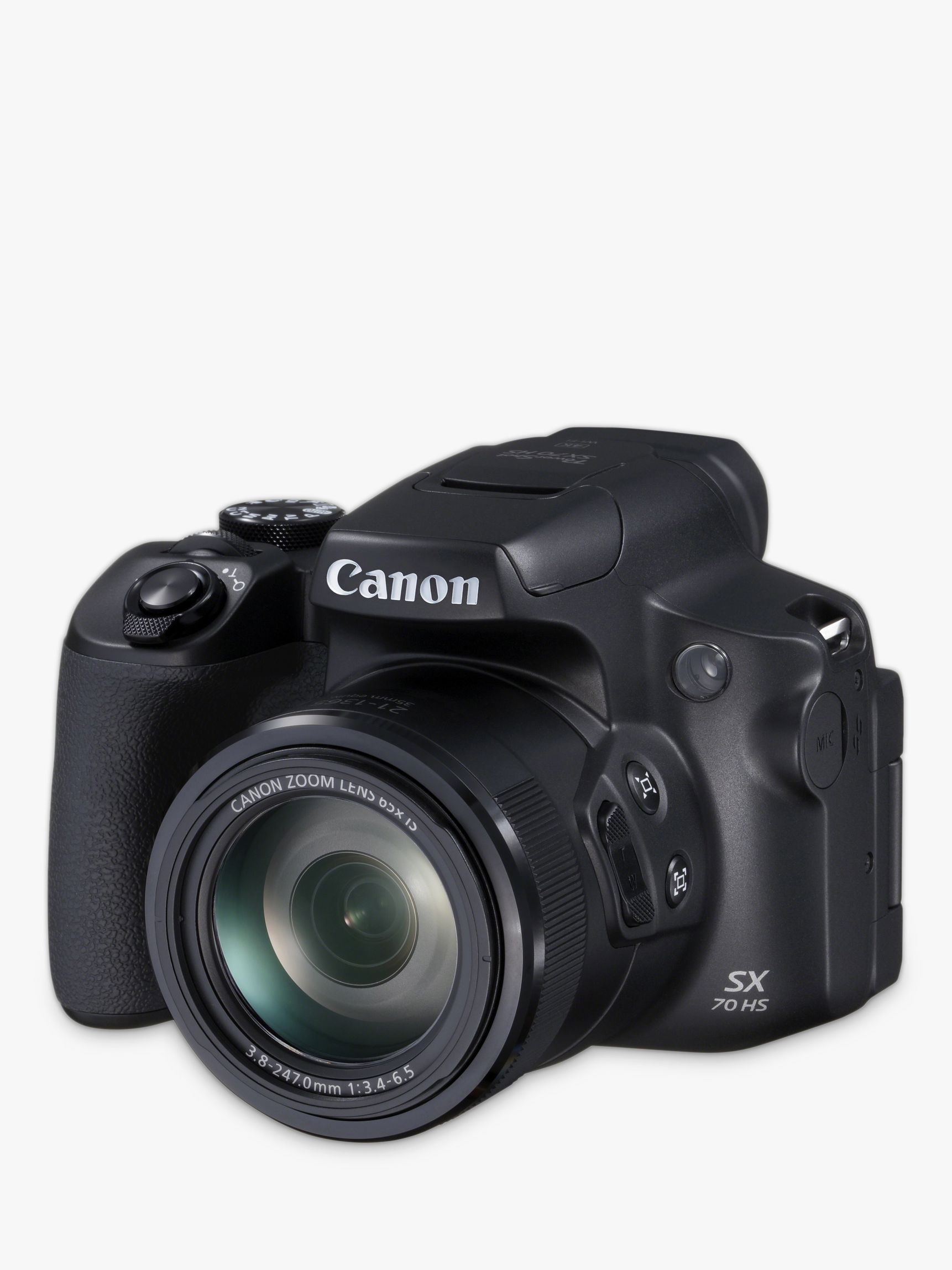 Canon PowerShot SX70 HS Bridge Camera, 4K Ultra HD, 20.3MP, 65x Optical Zoom, Wi-Fi, EVF, 3 Vari-Angle LCD Screen