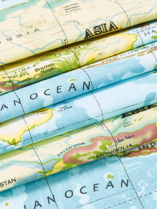Prestigious Textiles World Maps PVC Tablecloth Fabric, Azure
